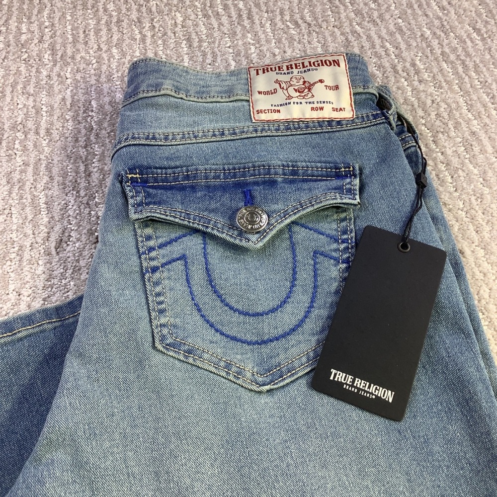 True Religion Billie Mid Rise Straight SN Flap Jeans Med Cloudless‎ Wash Size 29